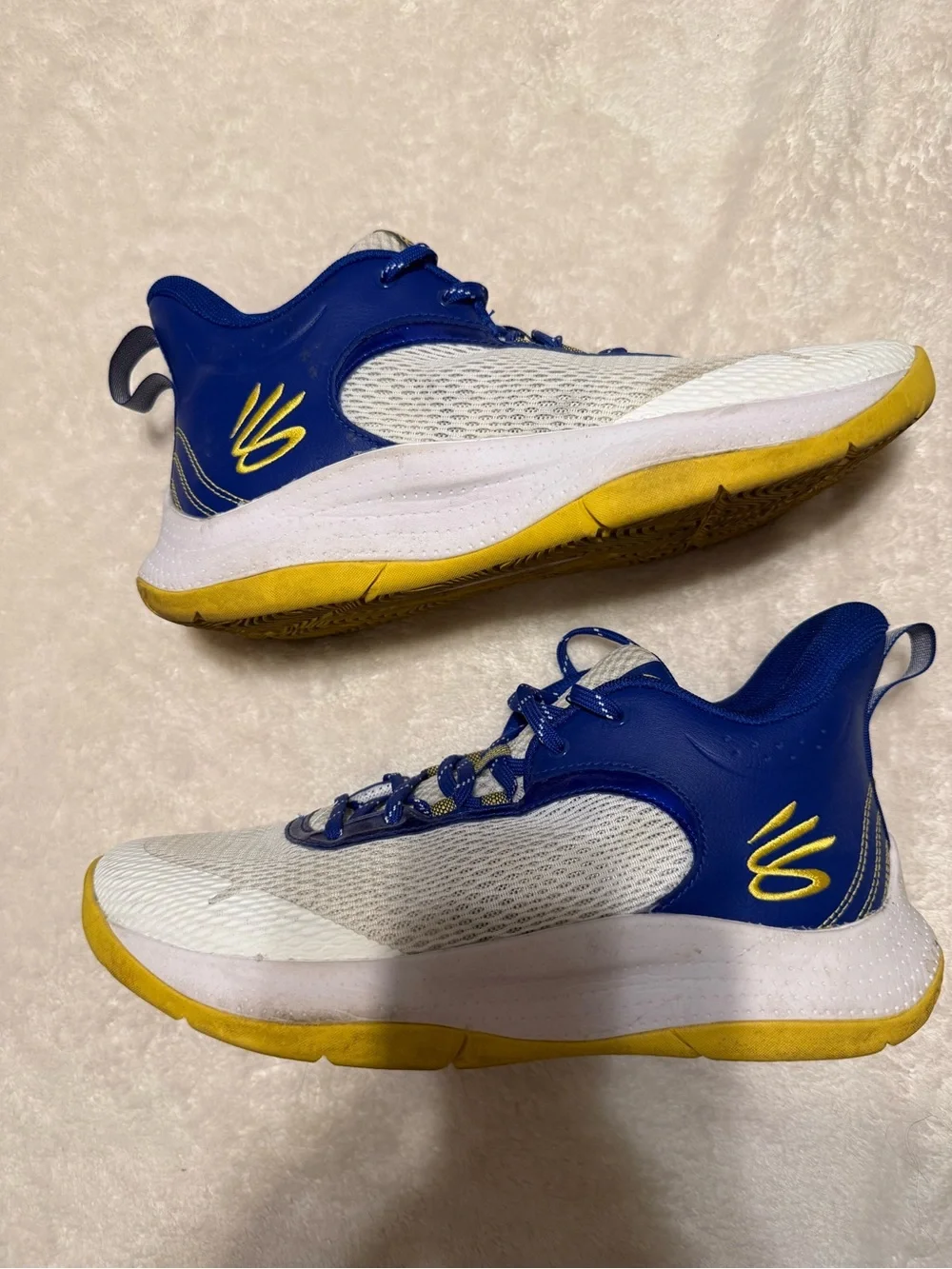 Under Armour Curry 3Z6 Warriors Men's Basketball Shoes Blue White Yellow Size 8